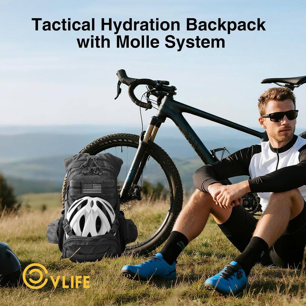 CVLIFE Tactical Hydration Hiking Water Backpack with 3L Water Bladder