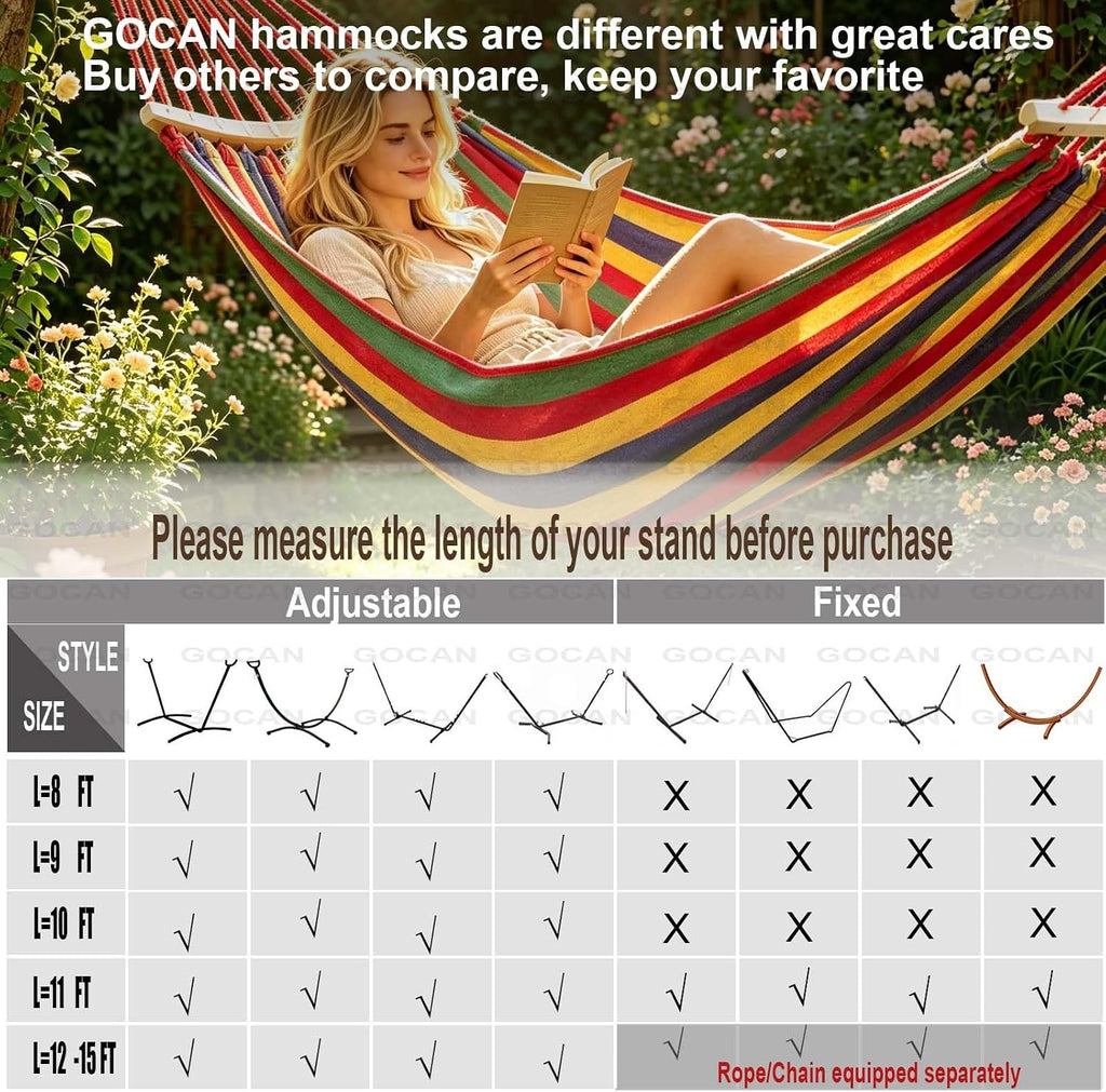 GOCAN Hammock with Bars Large Hammocks bedsize 220x160cm 3XL