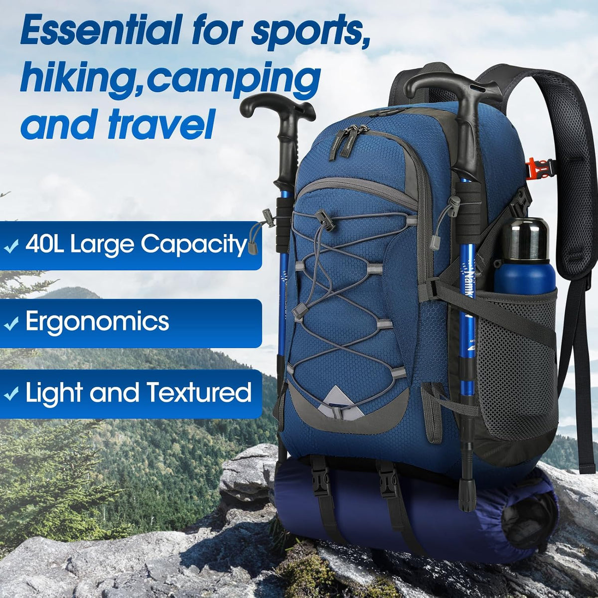 IGOLUMON Hiking Backpack 40L Packable Lightweight Camping Daypack Men Women