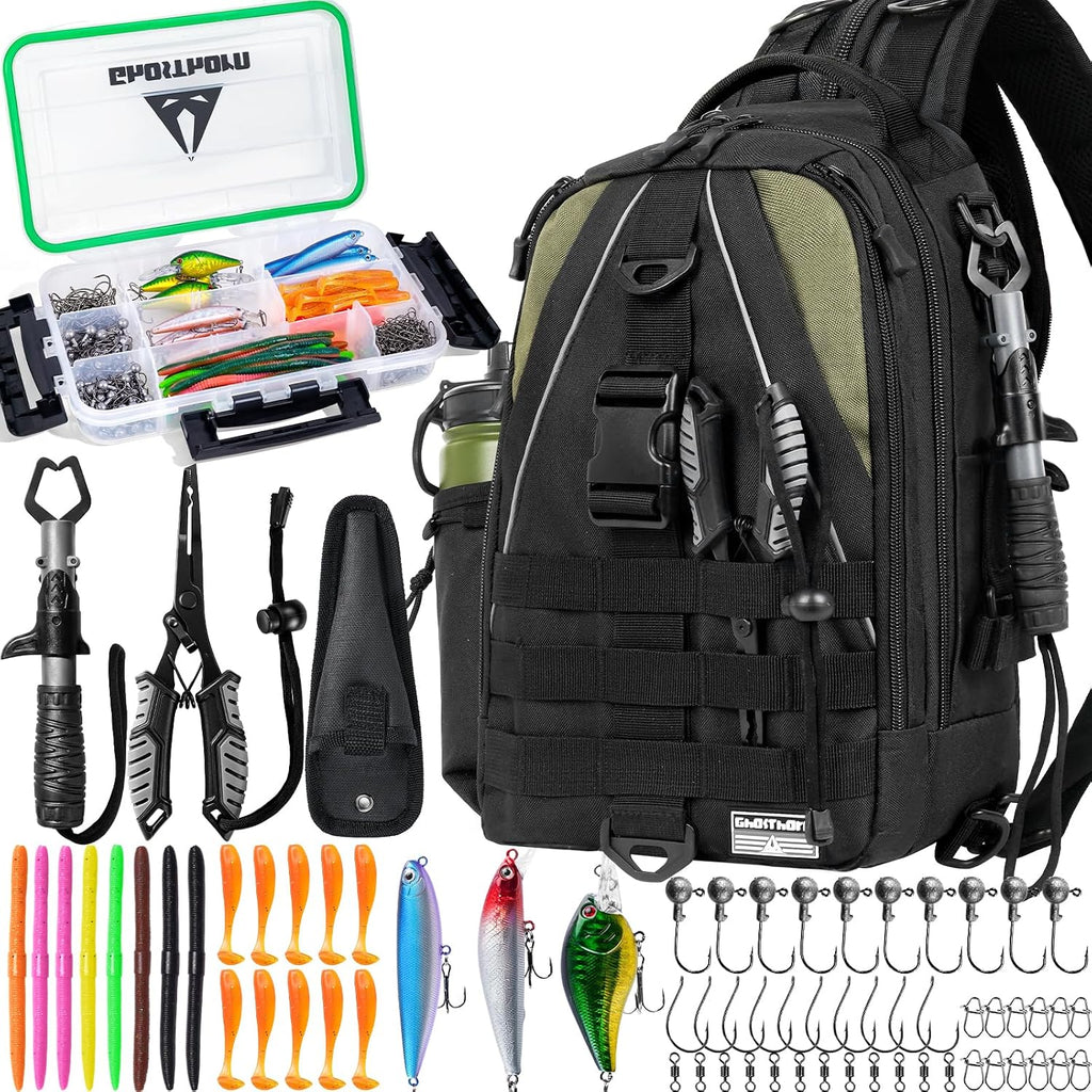 Ghosthorn Fishing Backpack with Rod Holder, Tackle Storage Bag Lightweight