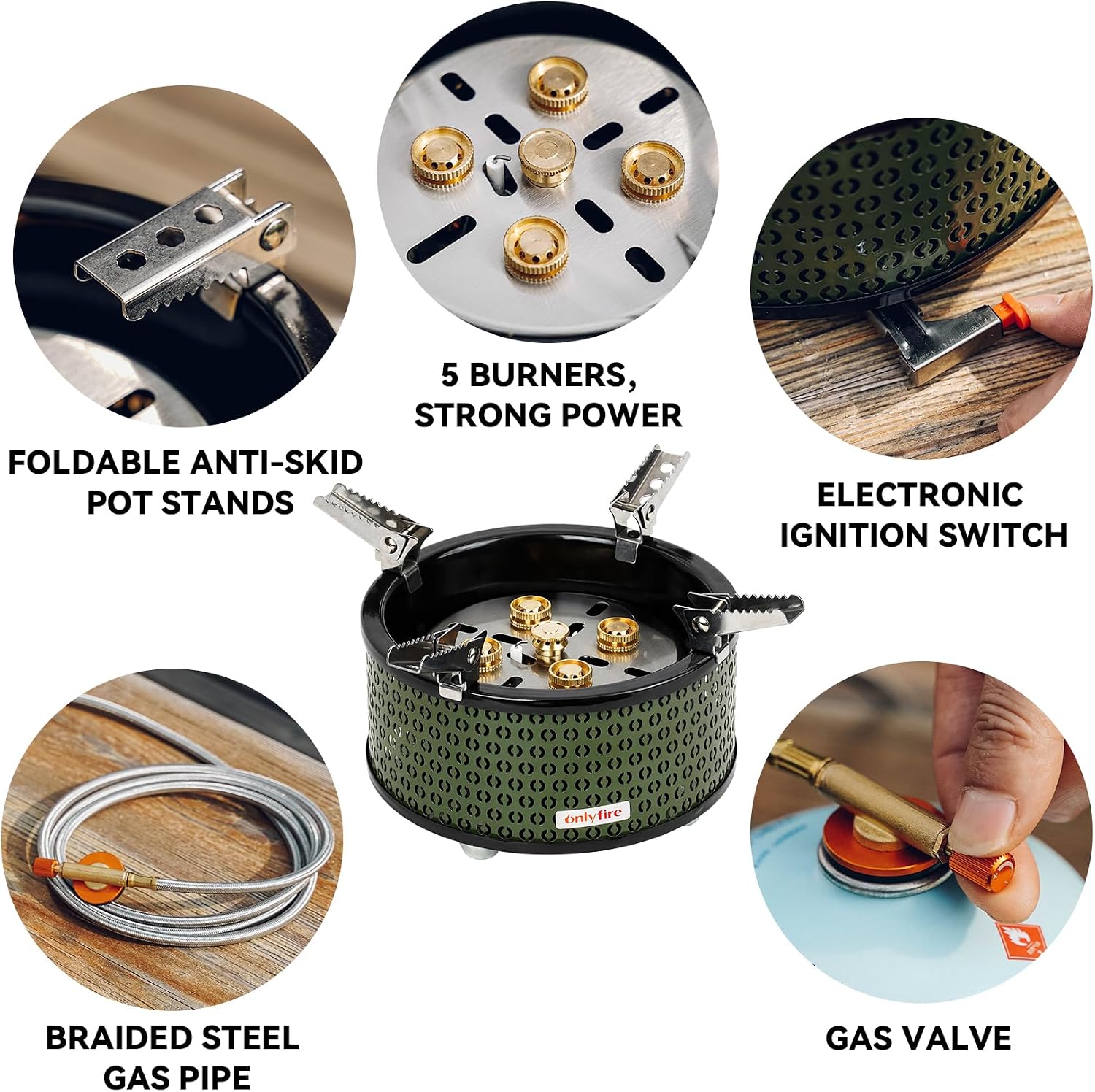 Portable Camping Gas Stove with Storage