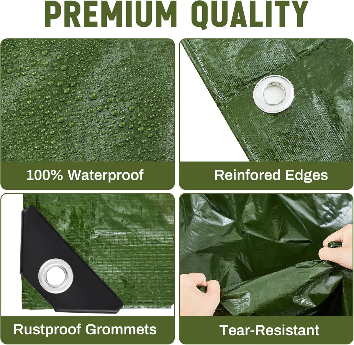 8 Pack 4 x 6 ft Army Green Tarps, 5.5 Mil Heavy Duty Waterproof Tarp