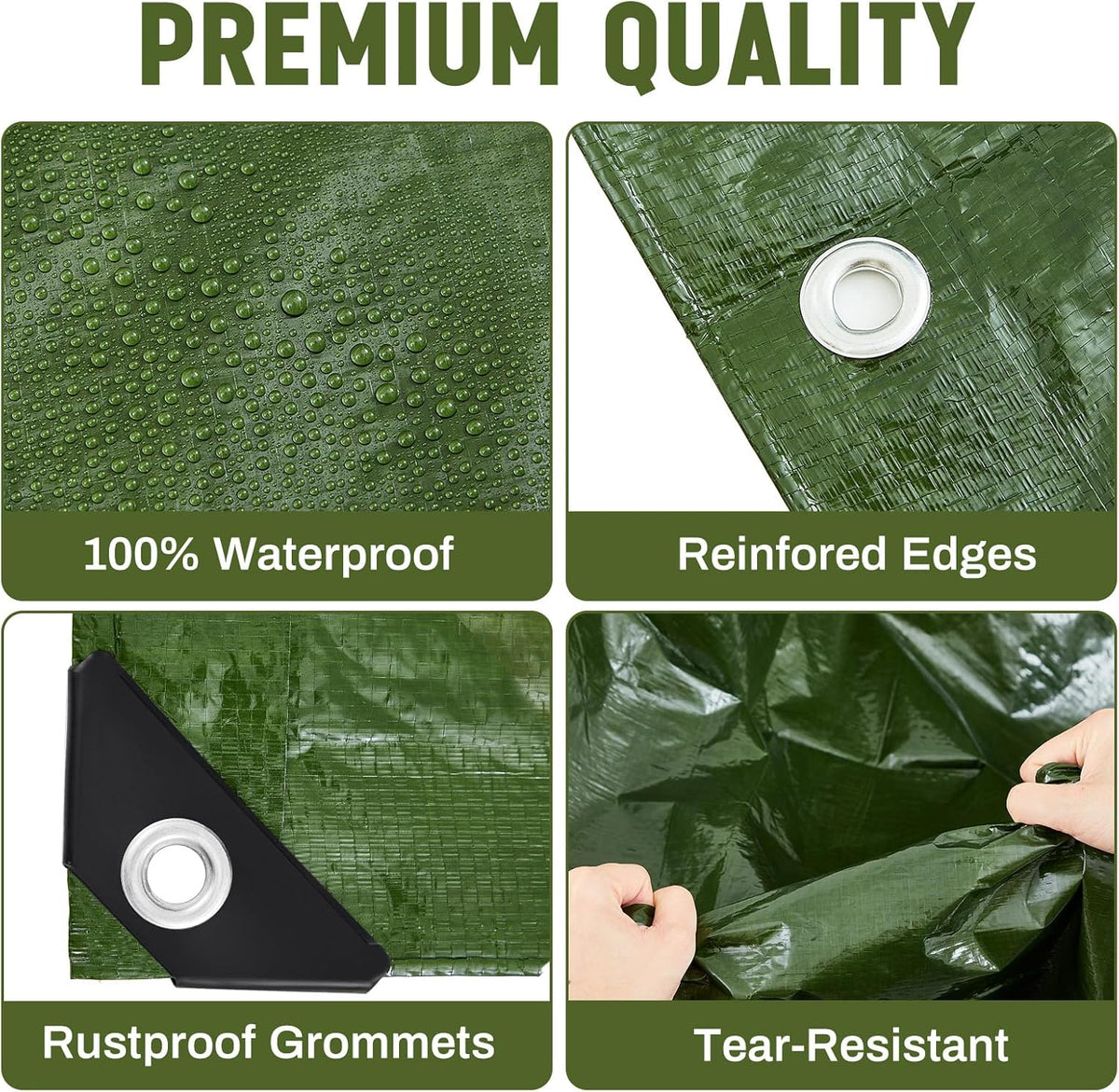 2 Pack 10 x 20 ft Army Green Tarps, 5.5 Mil Heavy Duty Waterproof Tarp