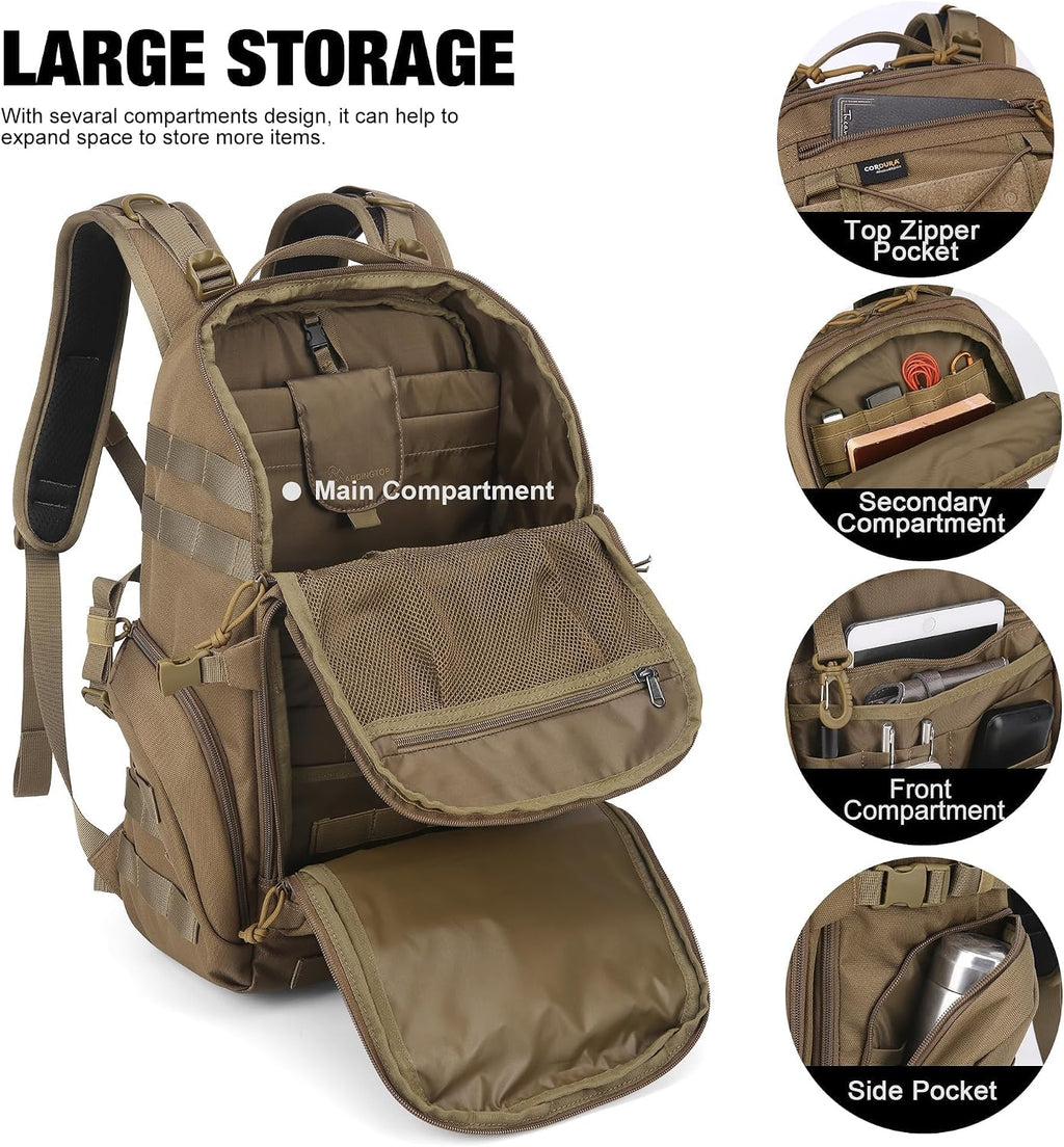 Mardingtop 30L Molle Military Backpack, Tactical Backpack for Men, Cordura Backpack for Hiking,Camping,Trekking