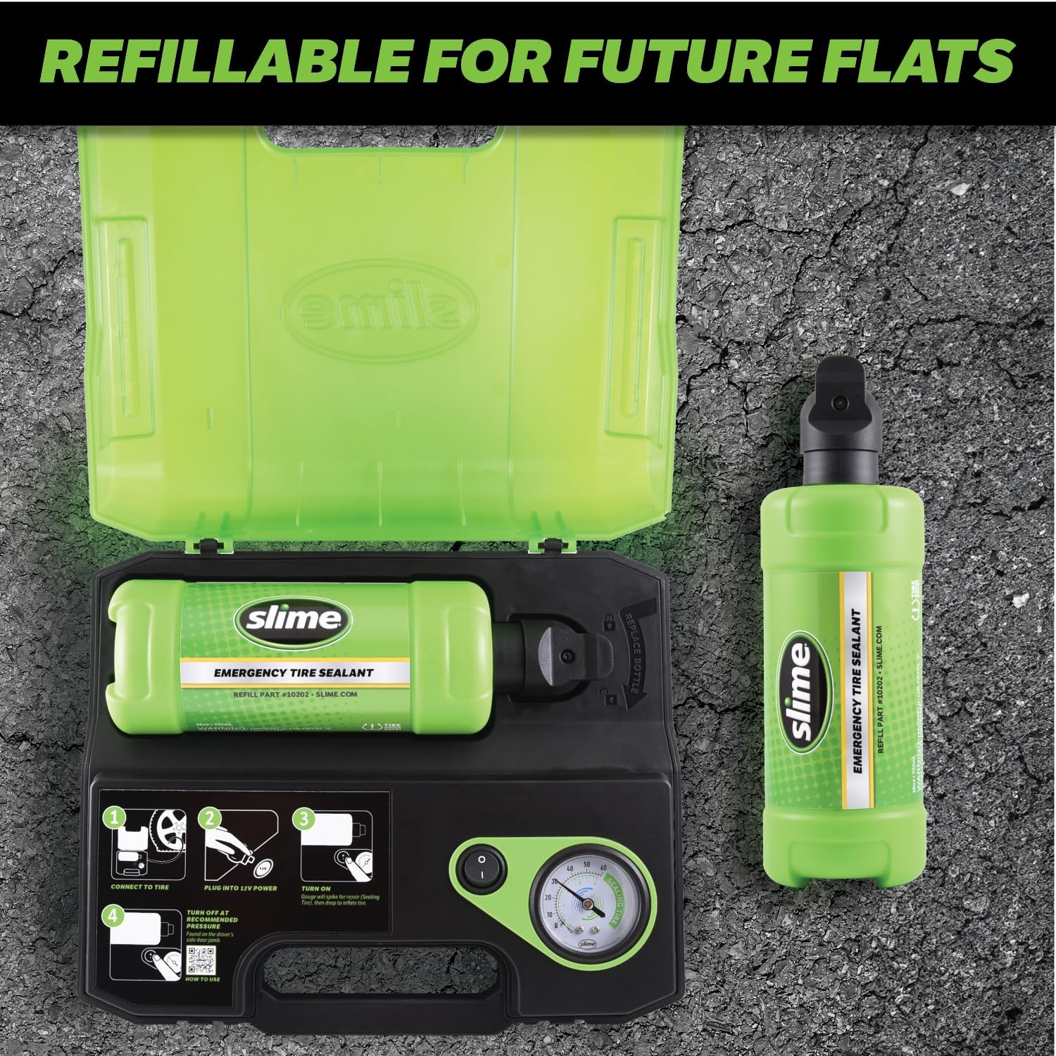 Slime 50159 Flat Tire Repair Kit, Smart Spair Ultra, All-in-one Solution, Repairs and Inflates, Truck/SUV, 15 Min Fix