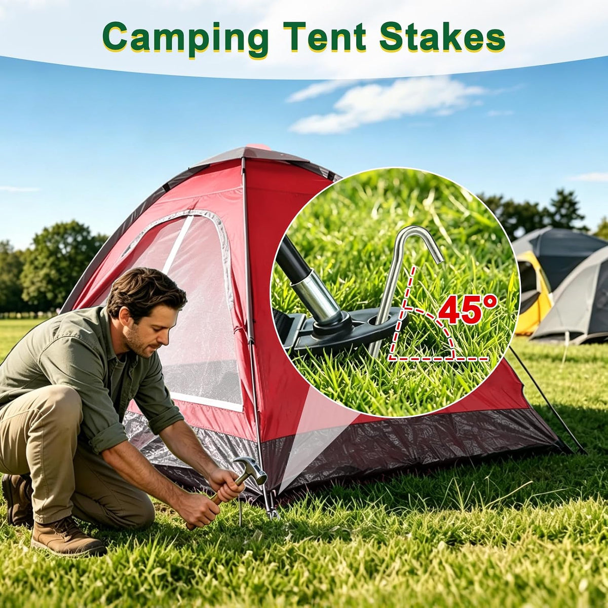 VVOKGO 9 Inches Tent Stakes Heavy Duty Metal Ground Stakes for Camping