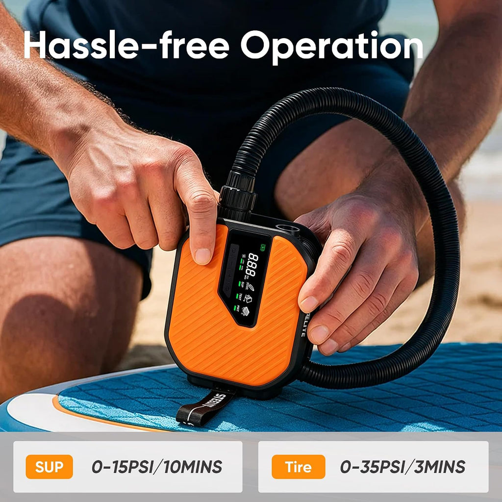 Electric Paddle Board Pump Portable, 50PSI High Pressure SUP Air Pump with Auto-Off, Dual Stage Inflation & Deflation, Digital Inflator for Paddle Board, Boat, Tent, Air Mattress