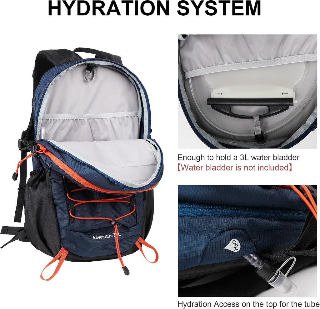 MOUNTAINTOP 25/30L Lightweight Hiking Backpack, Outdoor Daypack
