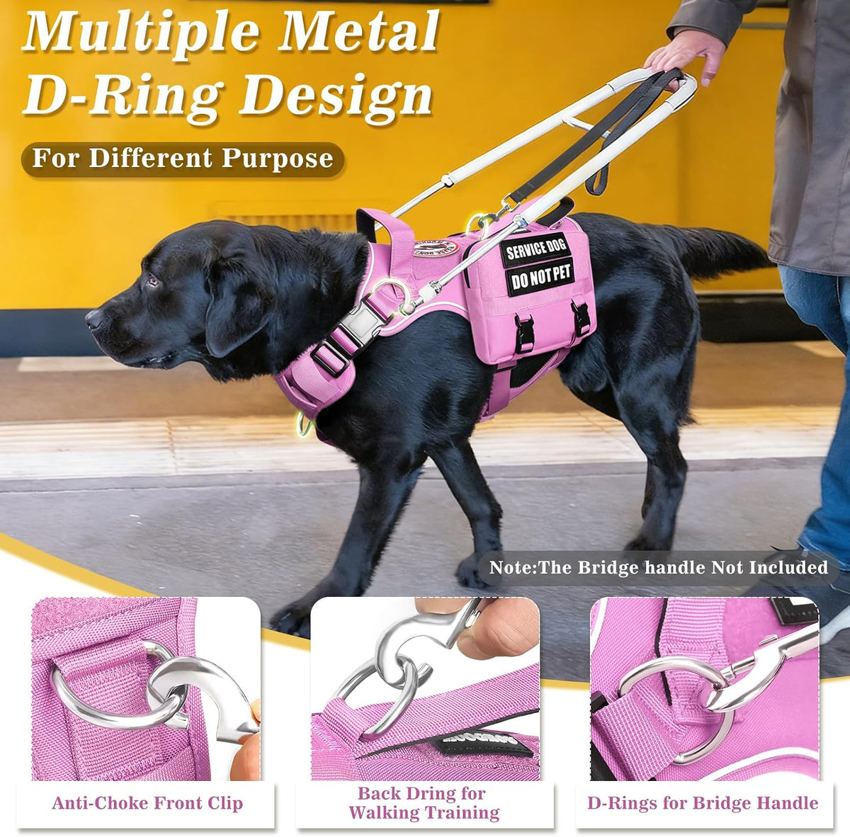 Service Dog Vest with Removable Backpack for Large Dogs Pink XL