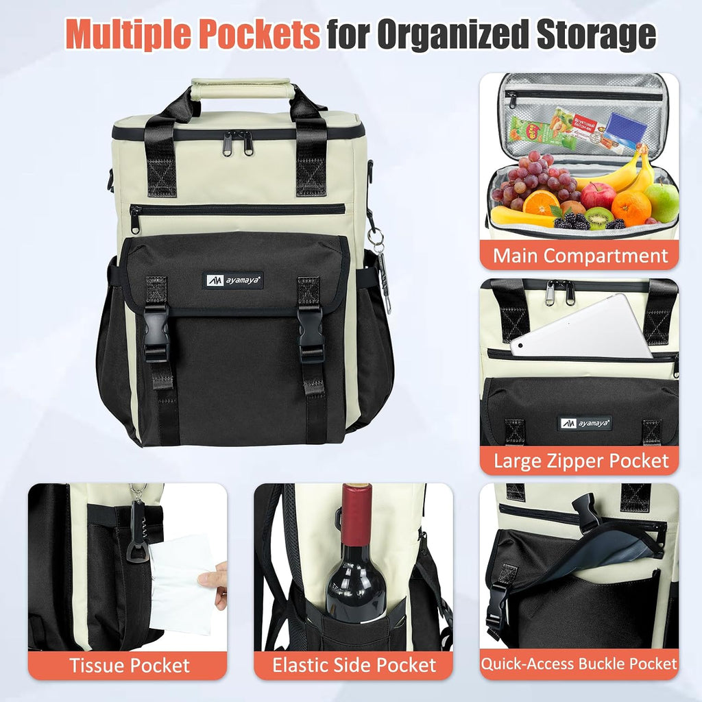 AYAMAYA Backpack Cooler for Women, Stylish 35 Cans Leakproof Camping Cooler