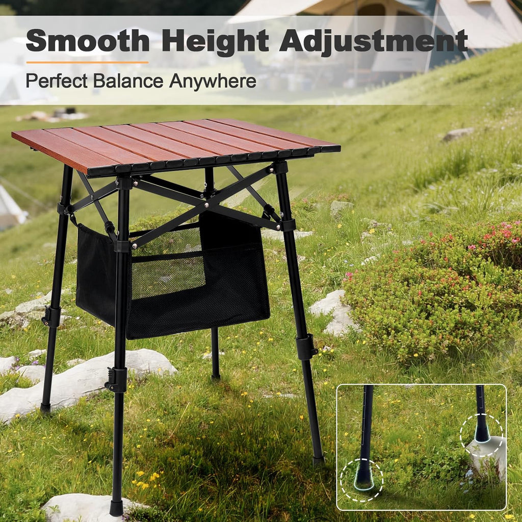 Odoland Portable Camping Table, Folding for Beach Outdoor Adjustable Height