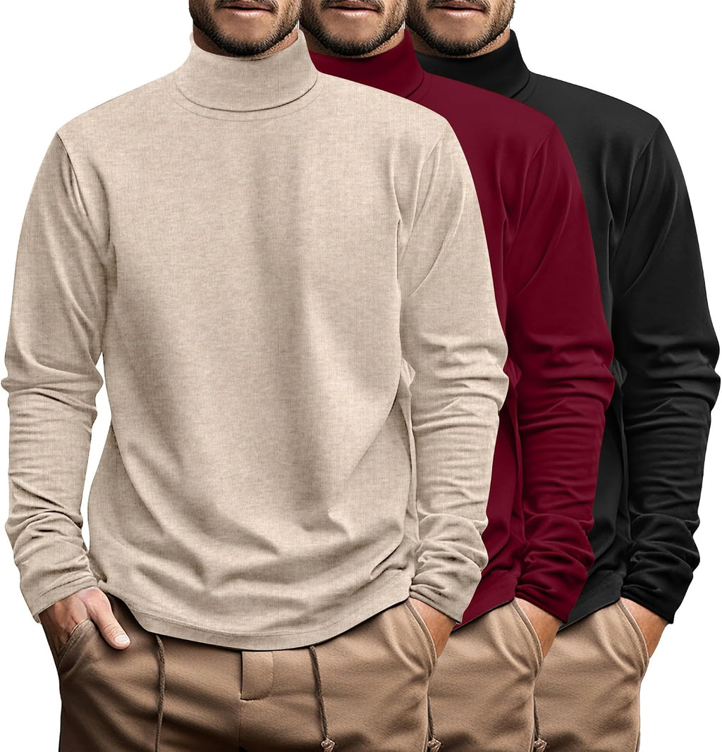 Ficerd 3 Pack Men's Big and Tall Turtleneck Shirts