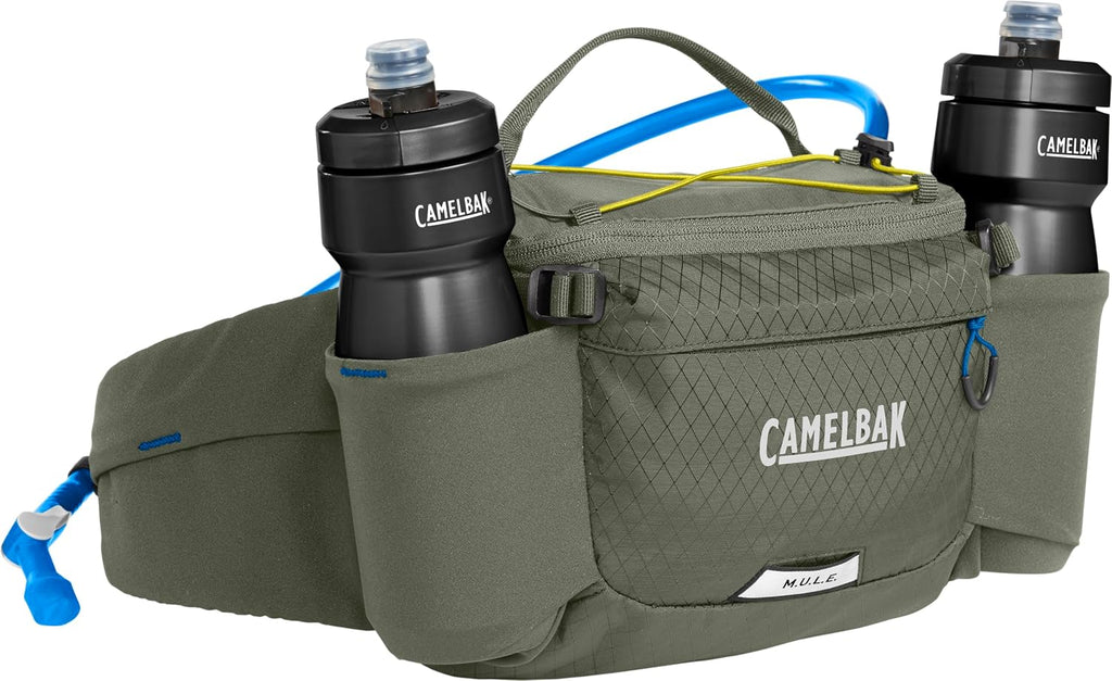 CamelBak M.U.L.E. 5 Hydration Waist Pack with 50oz Lumbar Reservoir, Stable Carry and Smart Storage for Mountain Bike and Gravel Riding, Dusty Olive 2.0