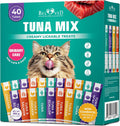 Beloved Pets Creamy Lickable Cat Treats & Wet Food Squeeze Tubes – Liquid Kitten Snacks, Urinary Tract Care, Multivitamin Treats for Cats, & Small Dogs, Lick Up 40 Sticks Tuna Mix