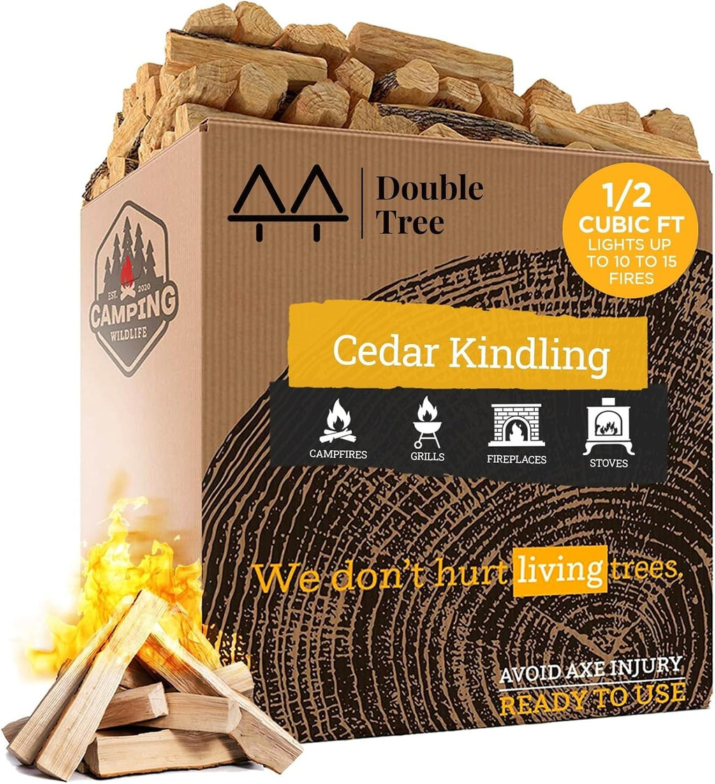 Double Tree Fire Starter Kindling, 100% Natural Cedar, 1/2 Cu Ft