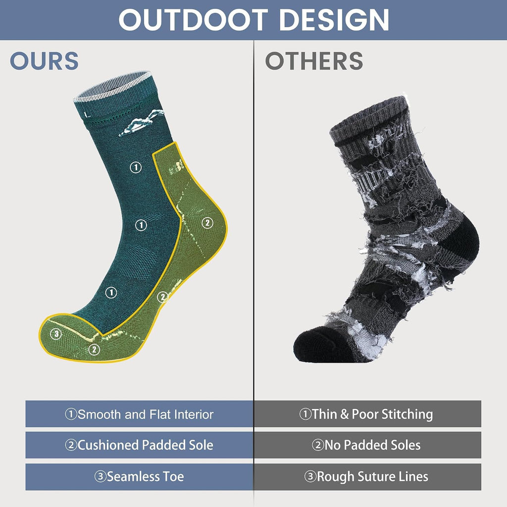 innotree Men's Merino Wool Hiking Socks 3 Pairs