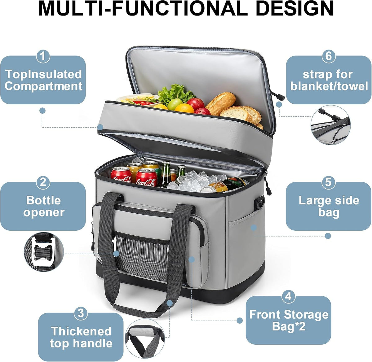 60 Can Insulated Soft Sided Collapsible Cooler Bag Ice Chest