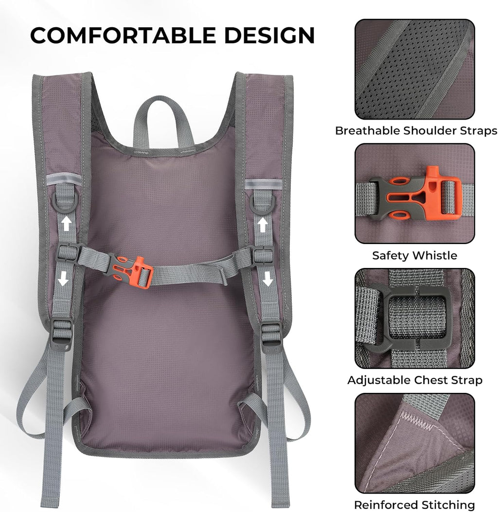 Small Hiking Backpack 13L Lightweight Foldable Travel Daypack for Men Women