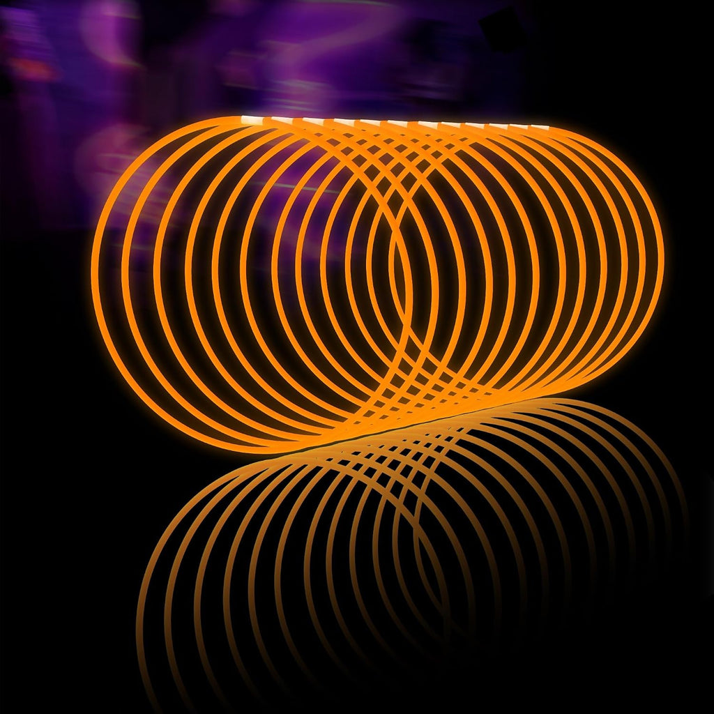 Glow Fever Glow Sticks Bulk 100ct 22'' Glow Necklaces with Connectors, Neon Light Sticks for Party Festivals Raves Concert Birthday Wedding, Orange