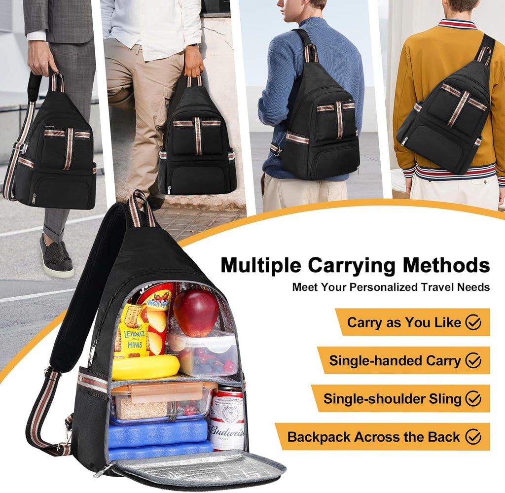 Crossbody Lunch Backpack, Double Deck Large Insulated leakproof Lunchbox