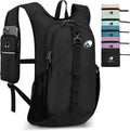 Folding Hiking Backpack with Phone Pocket for Men Women, Small Ultralight Packable Casual Daypack with Shoulder Chest Straps for Travel, 15L Foldable Lighweight Day Pack, Black