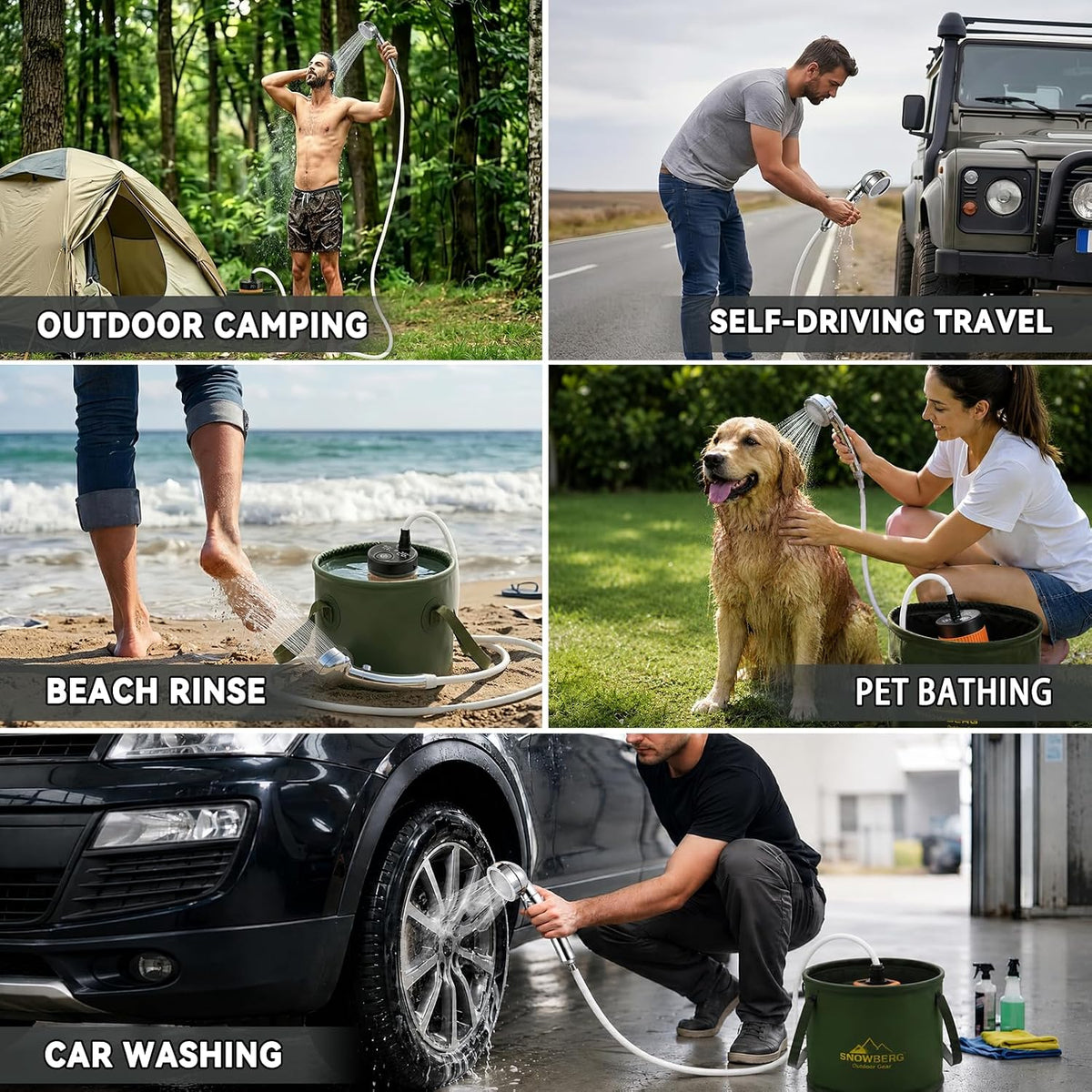 Portable Camping Shower Kit, Perfect for Camping, Hiking & Car Trips