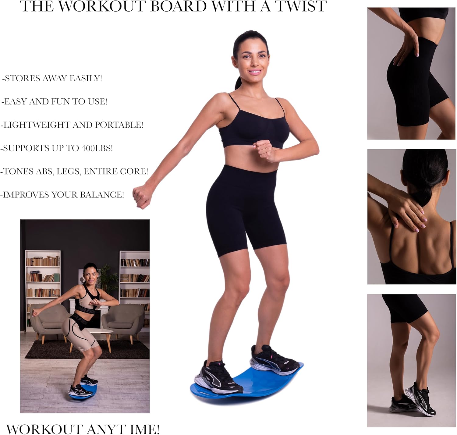 Balance Boards Yoga, Fitness Board, Workout Balance Board Sports, Twist Board for Workout, Gym Sports, Balancing Exercises, Dancers, Stability Training Twisting, Exercise Abs Arms Legs,Blue