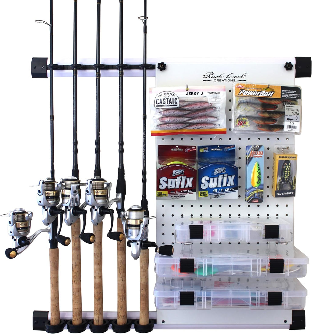Rush Creek Creations No Limit 5-Rod Wall-Mount Fishing Pole Holder