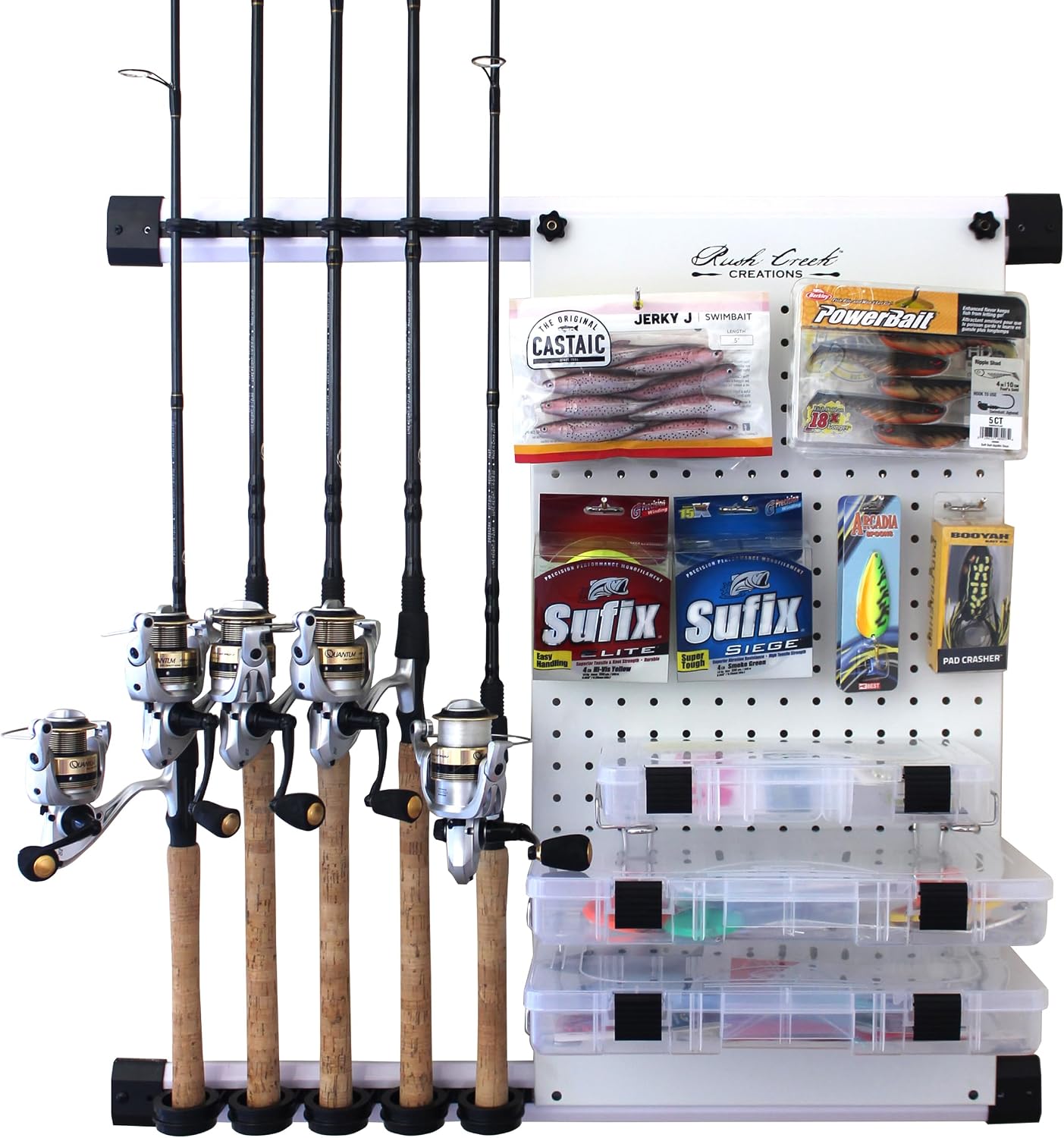 Rush Creek Creations No Limit 5-Rod Wall-Mount Fishing Pole Holder