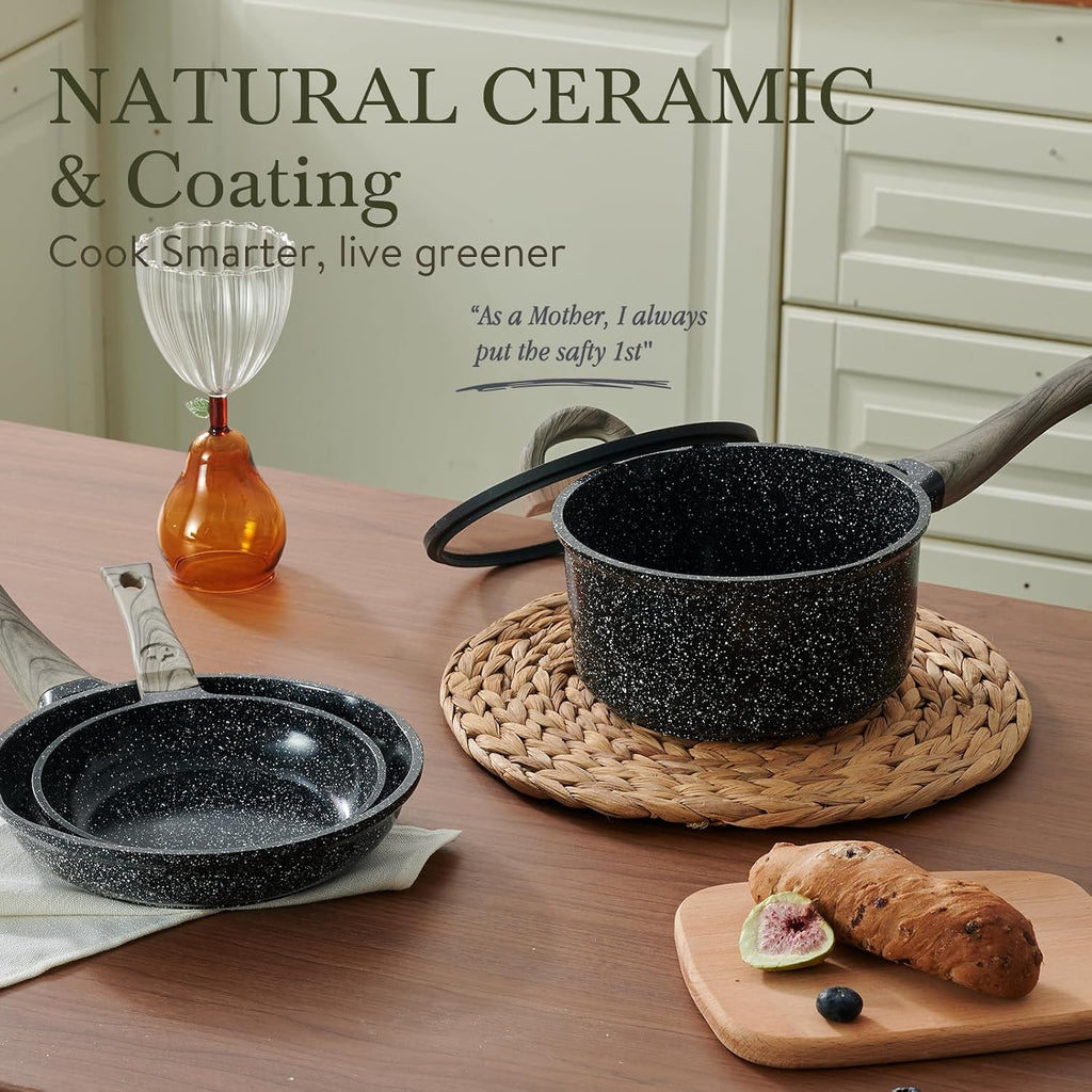 USELUCK 22-Piece Ceramic Cookware Set, Nonstick Pots and Pans Set