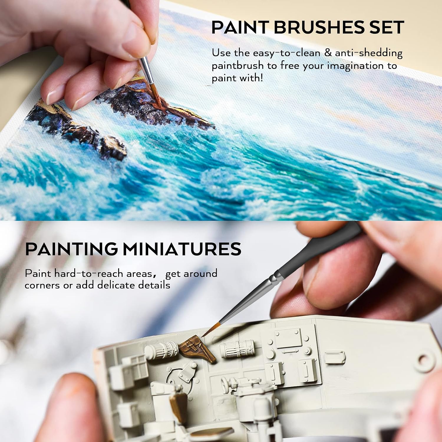 Nicpro 15 PCS Fine Detail Paint Brushes Set with Nylon Brush Case