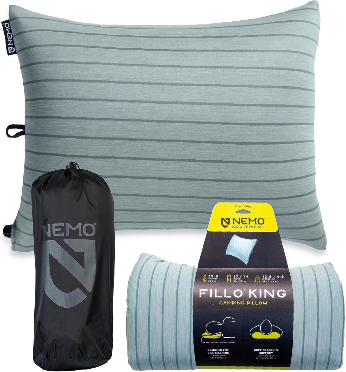 NEMO Equipment Fillo King Luxury Camping Pillow - Silt Stripe