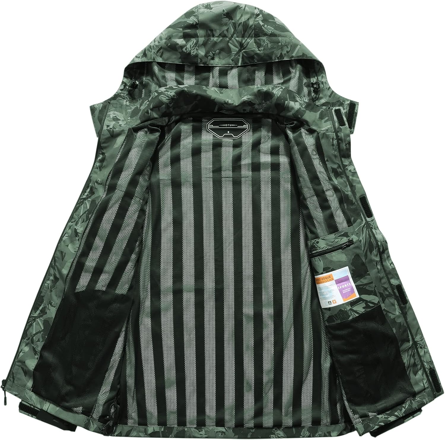 OTU Men's Lightweight Waterproof Hooded Rain Jacket Outdoor Raincoat Shell Jacket for Hiking Travel