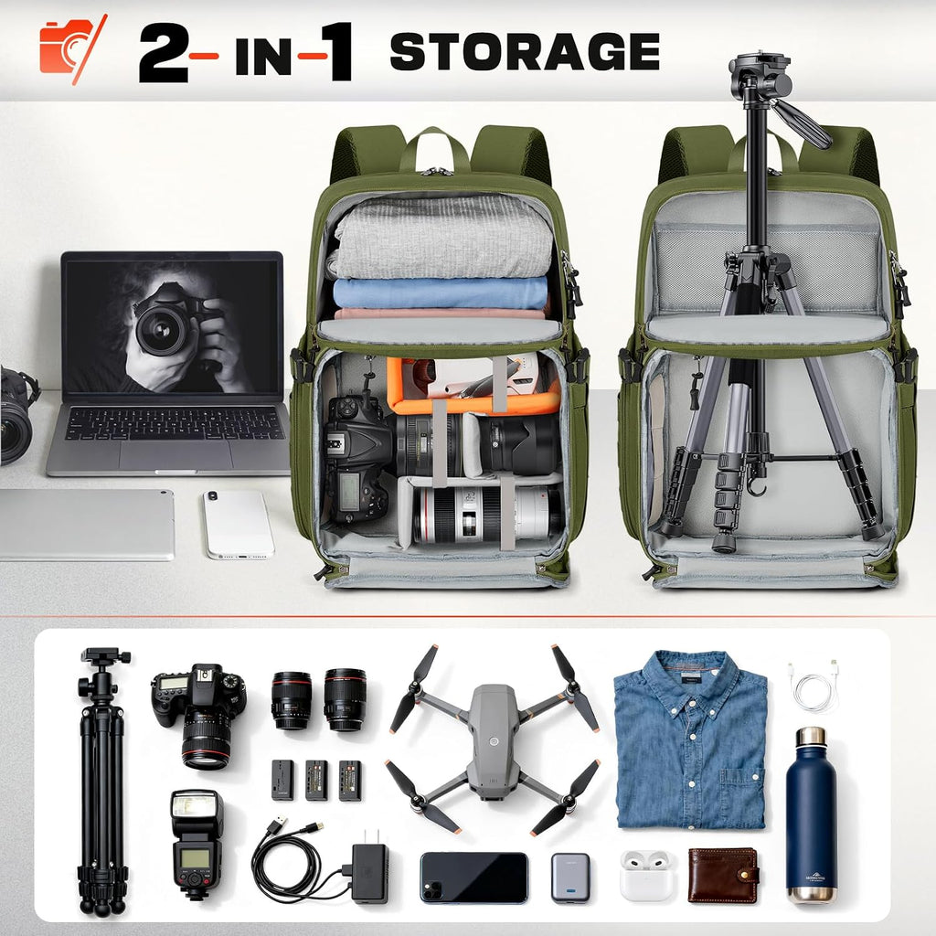 RAINSMORE Camera Backpack, DSLR/SLR/Mirrorless Camera Bag for Photographers