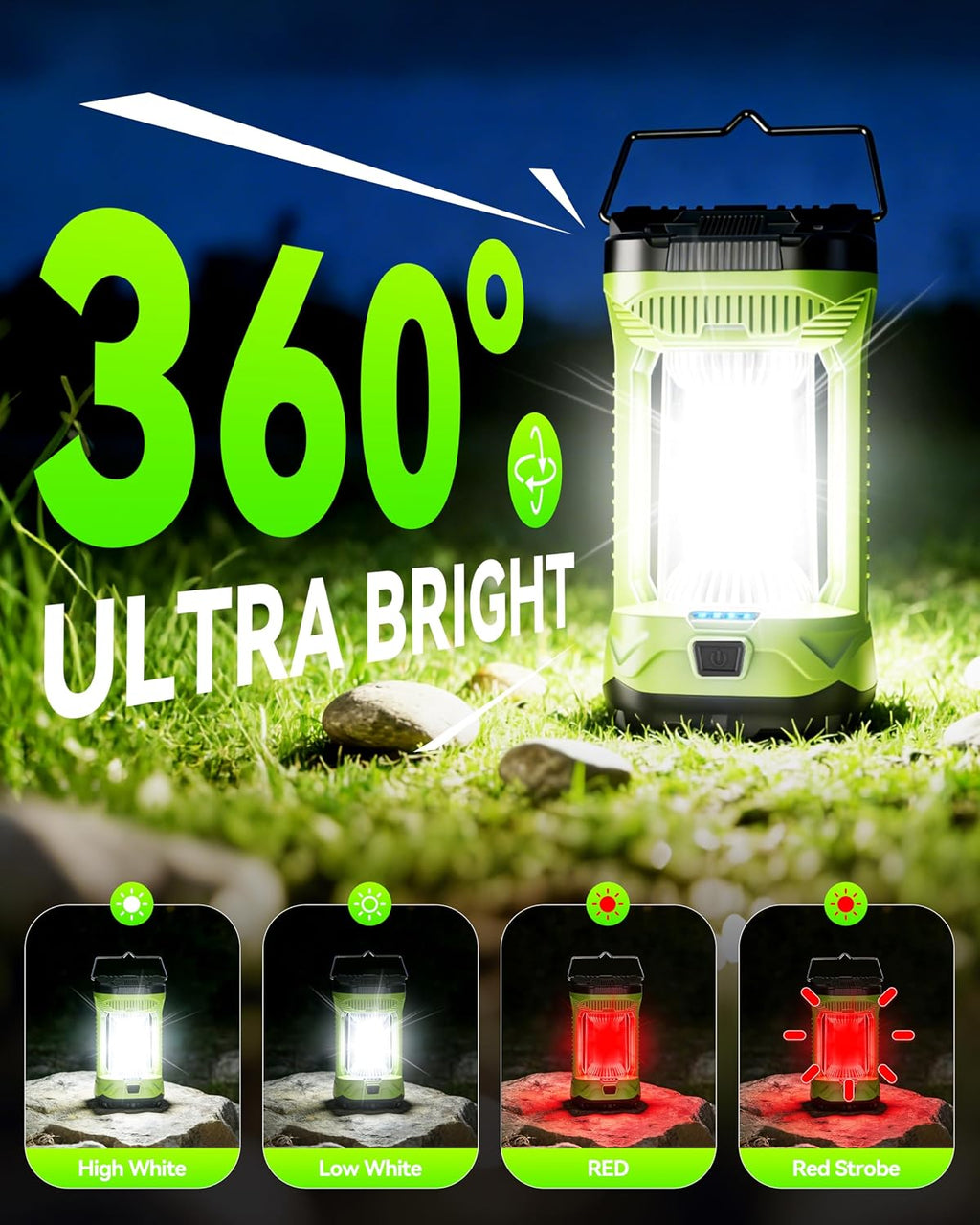 AlpsWolf Rechargeable Camping Lantern, 4000LM Emergency Camping Tent Light