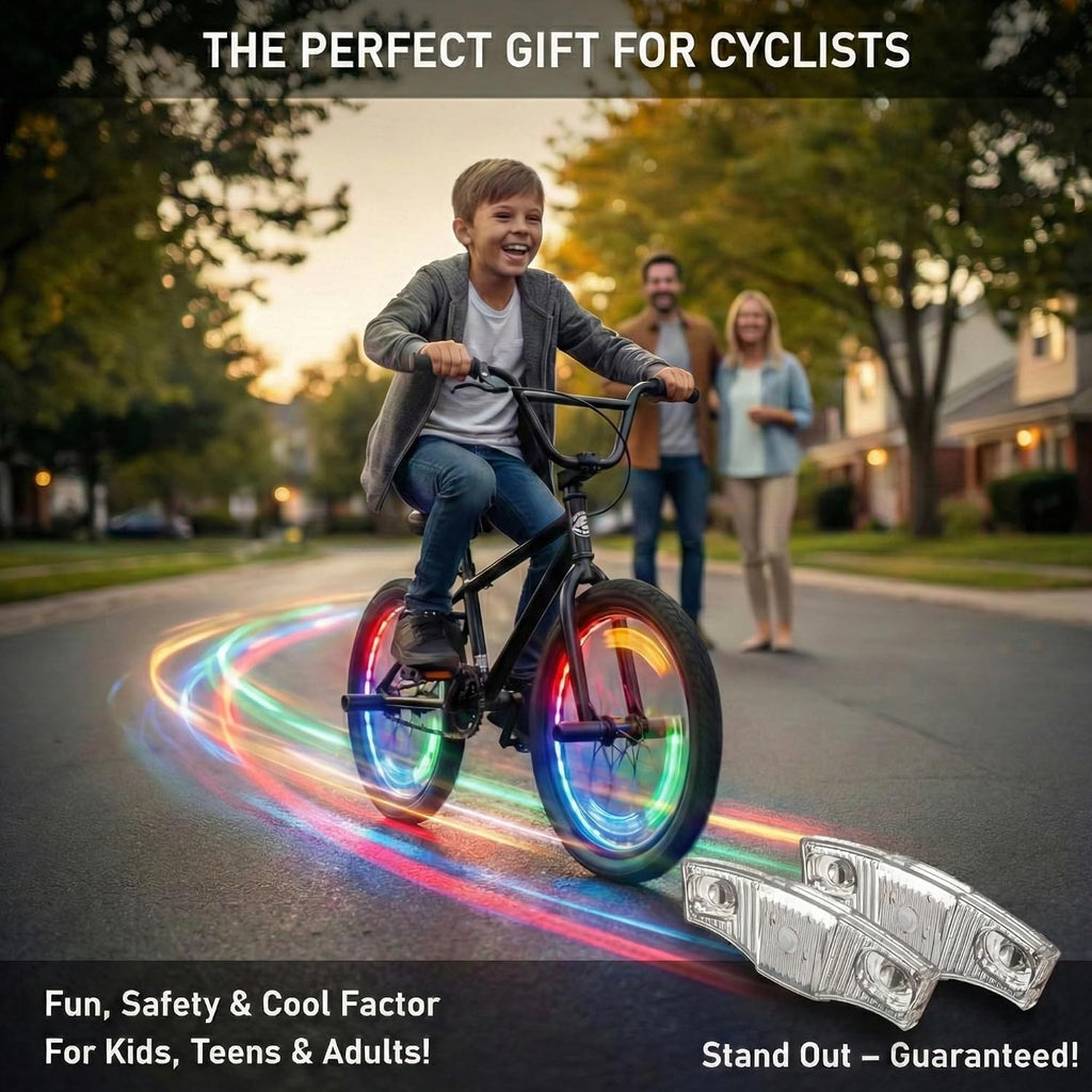 HANZE LED Bike Wheel Lights Reflectors, 9-Color 21 Lighting Modes