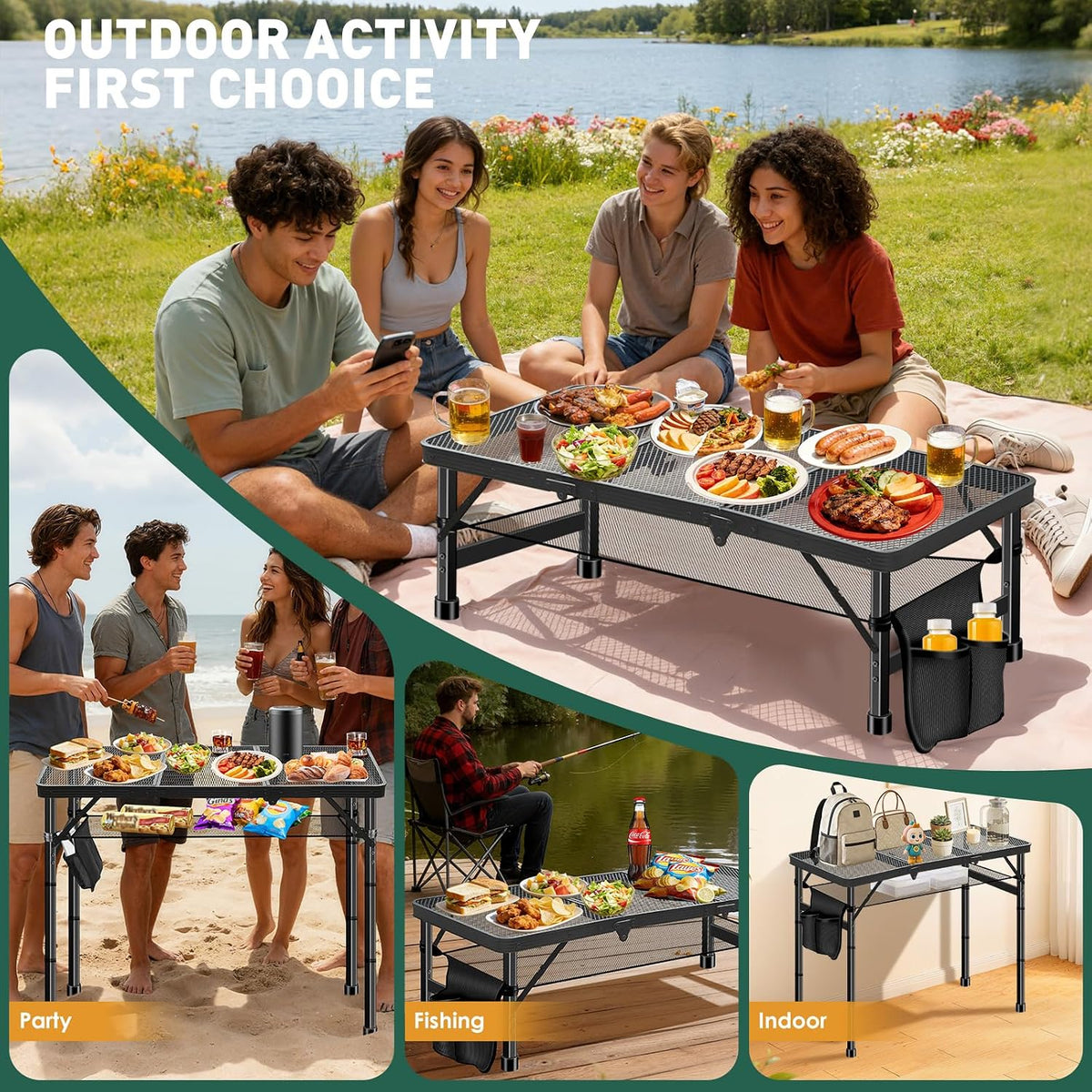 DeeprBetter Folding Camping Table, 3ft Camping Table Aluminum Folding Table