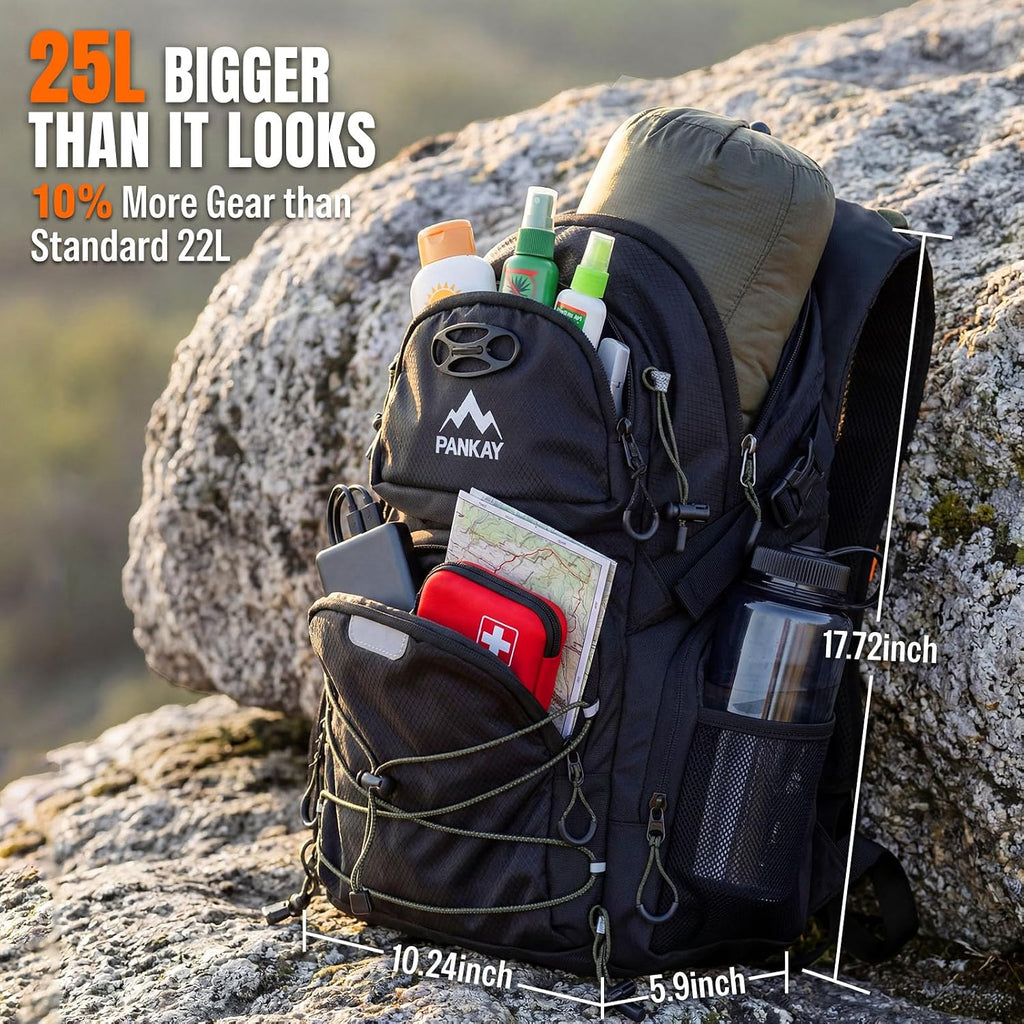 25L Hydration Hiking Backpack with Water Bladder, Detachable Phone Pouch