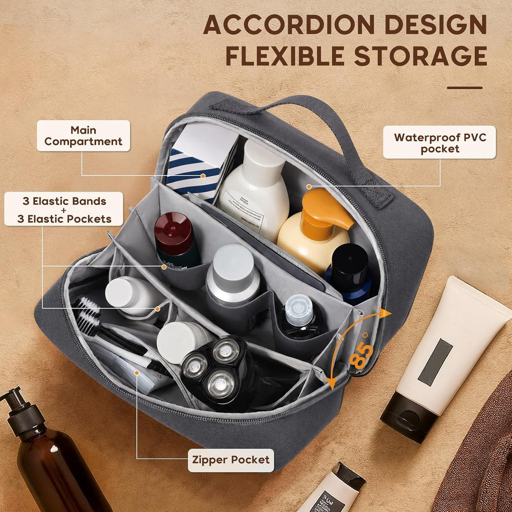 Birthday Gifts for Women Men,Travel Essentials Toiletry Bag Kit Case- Grey