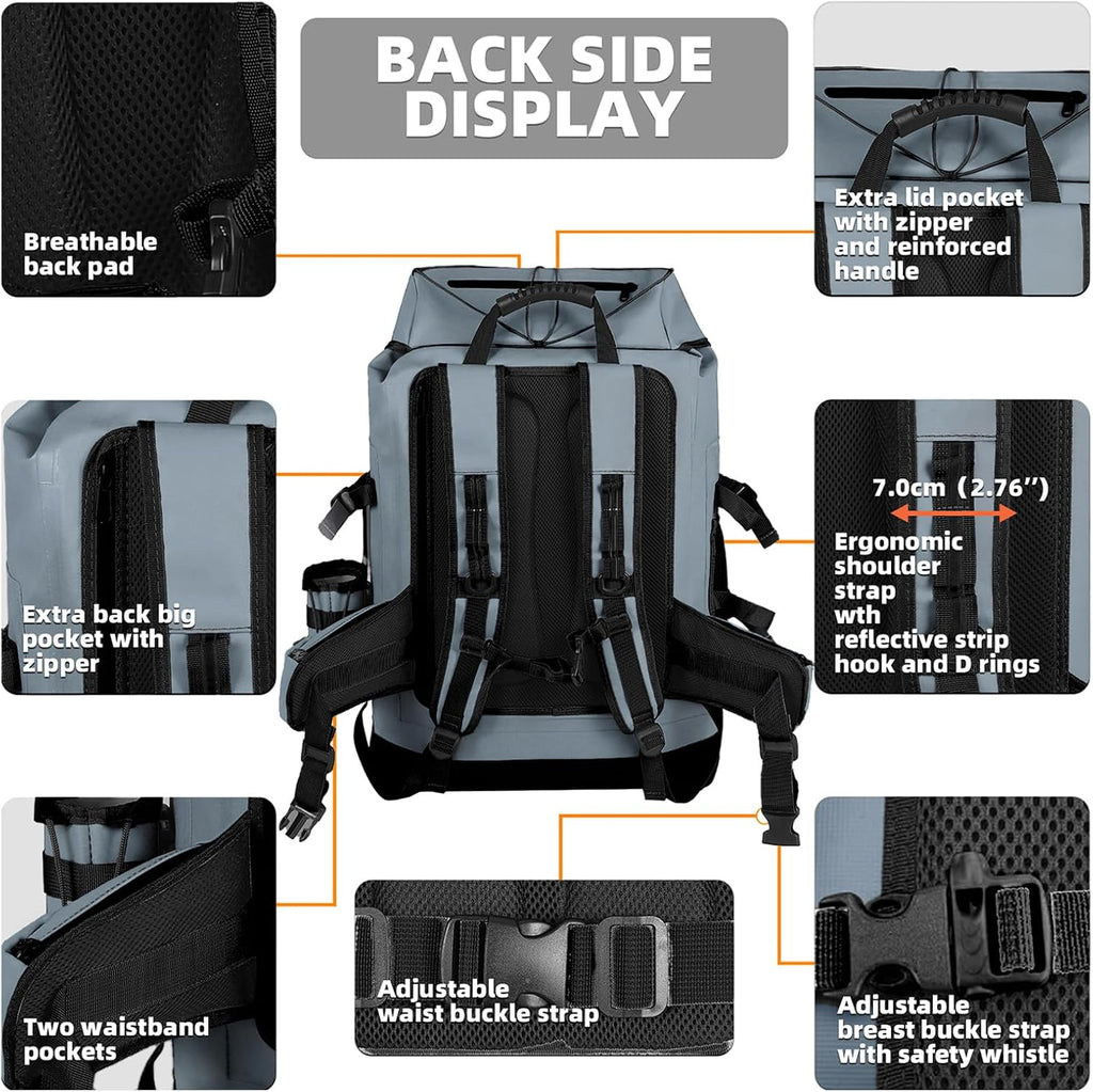 MORXPLOR Waterproof Backpack,Heavy Duty Hiking Backpack,35L/55L Roll Top Closure with Lid,Cushioned Floating Dry Bag Waterproof