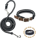 Paracord Dog Collar and Leash Set, Black Skull, 14"-20"