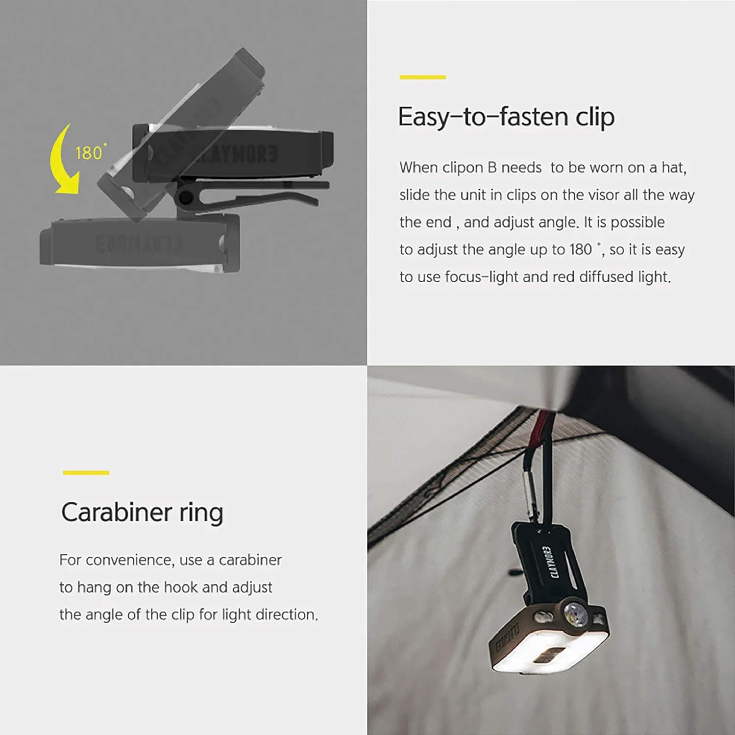 Claymore Capon 40B Black Clip-On Cap Light – USB-C Rechargeable 230LM LED Headlamp | 3 Light Modes 180° Adjustable Beam IP54 Water Resistant Up to 12 Hrs Runtime for Camping, Running, Outdoor