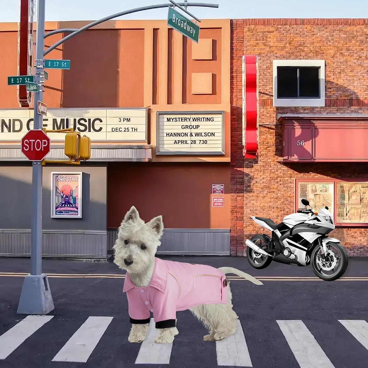 Dog Leather Jacket - Cute Leather Dog Jackets Motorcycle Clothes with Buttons Pet Waterproof Winter Coat for Small Medium Dogs(Pink, L)