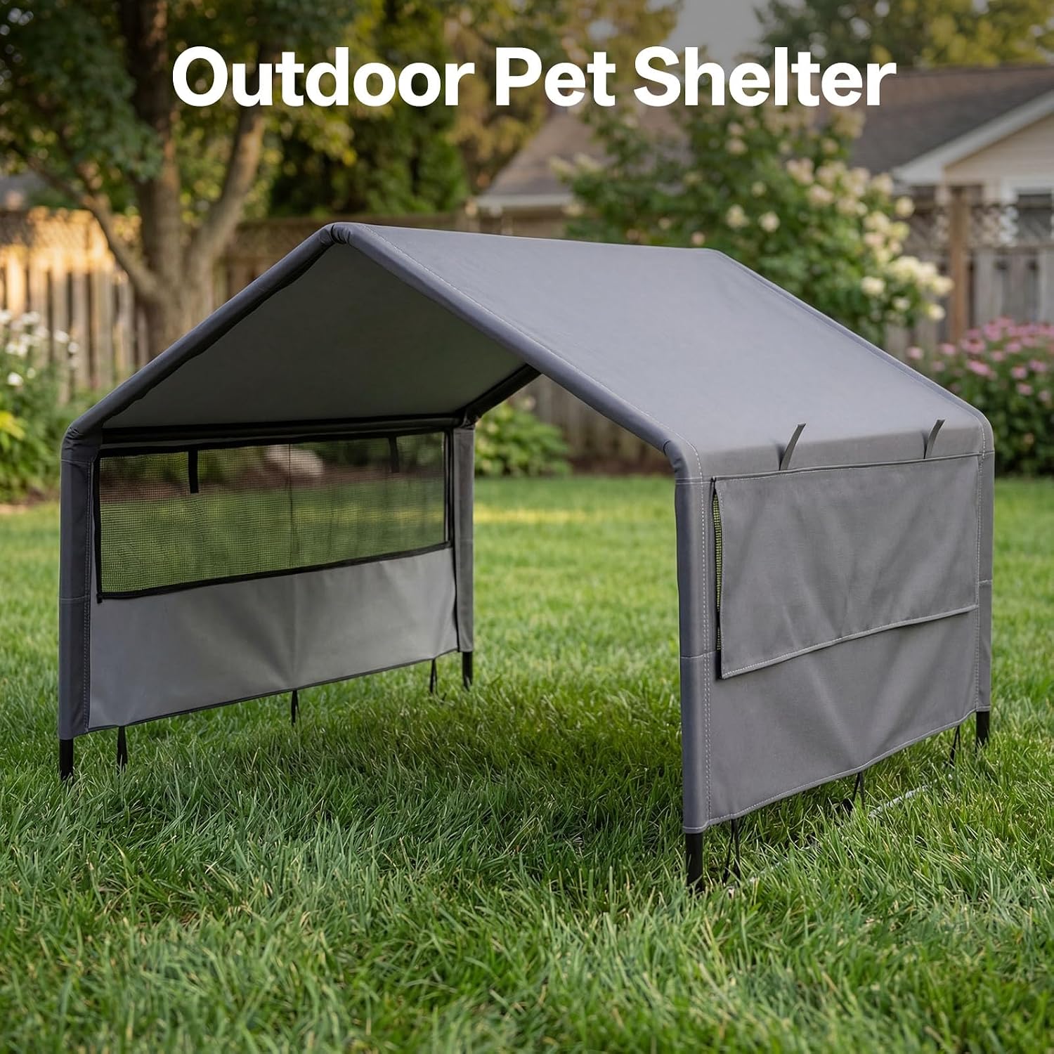 MEWANG Outdoor Dog House - Waterproof Portable Puppy Camping Tent,Ventilation Windows & Sun Protection, Lightweight Snap-fit Design for Small/Medium/Large Dogs, Beach, Backyard, Hiking (Grey, Large)