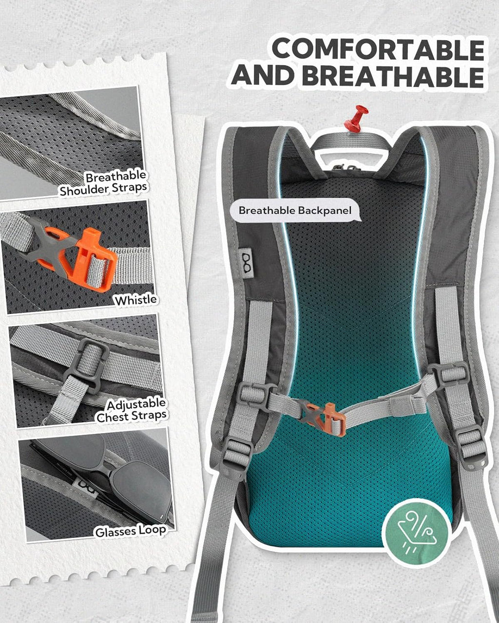 WATERFLY Small Packable Hiking Backpack: 10L Ultra-Light Daypack for Women