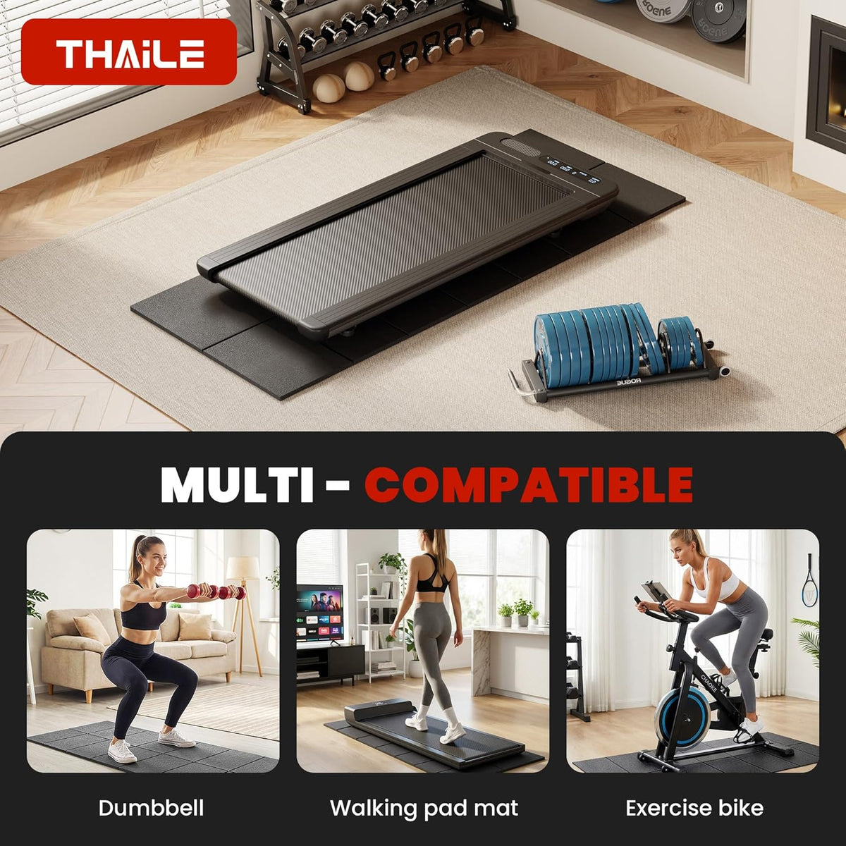 Walking Pad Treadmill Mat for Carpet Floors,55x24 Hardwood Floor Protection