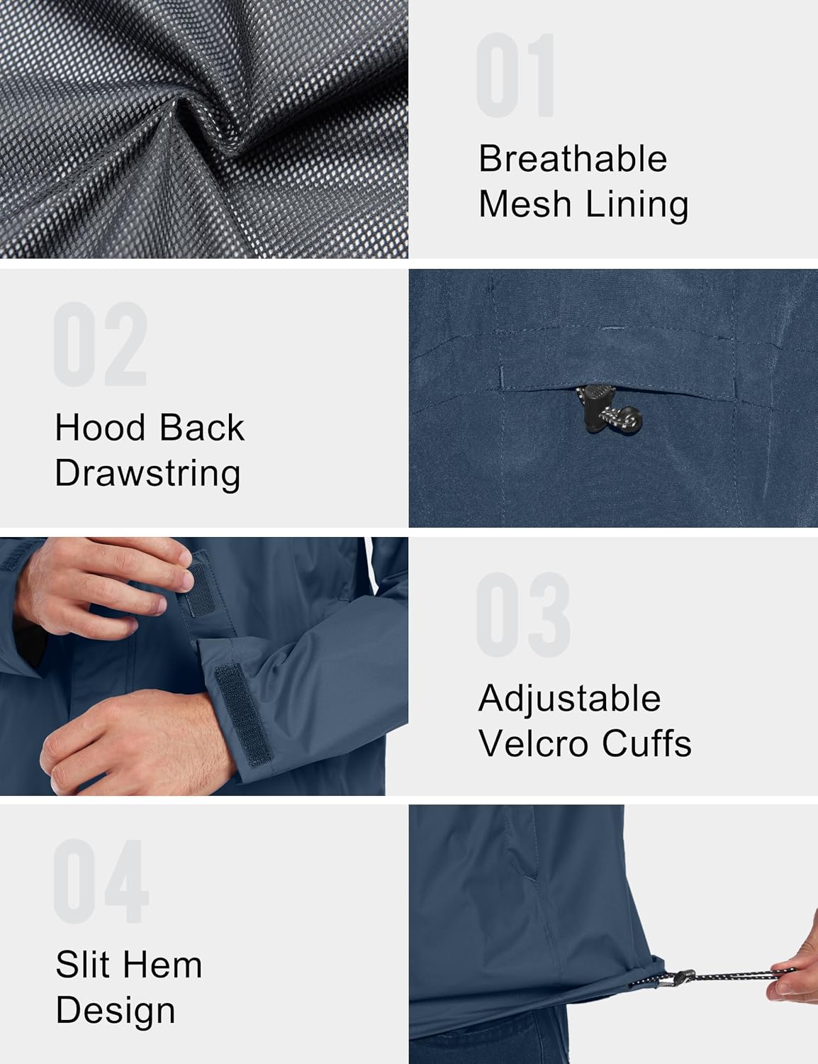 Little Donkey Andy Men's Waterproof Rain Jacket Outdoor Raincoat for Hiking