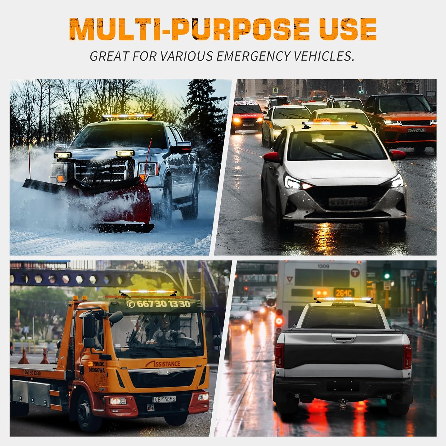 XRIDONSEN 28.4" 80 LED Roof Strobe Light Bar Amber White Warning Lights