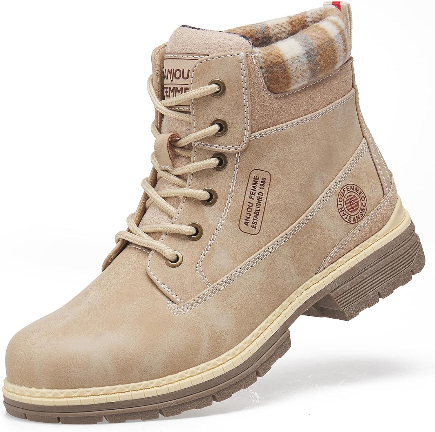 ANJOUFEMME Outdoor Hiking Boots for Women Waterproof - Womens Ankle Boots Lightweight Snow Winter Boots for Trekking Walking