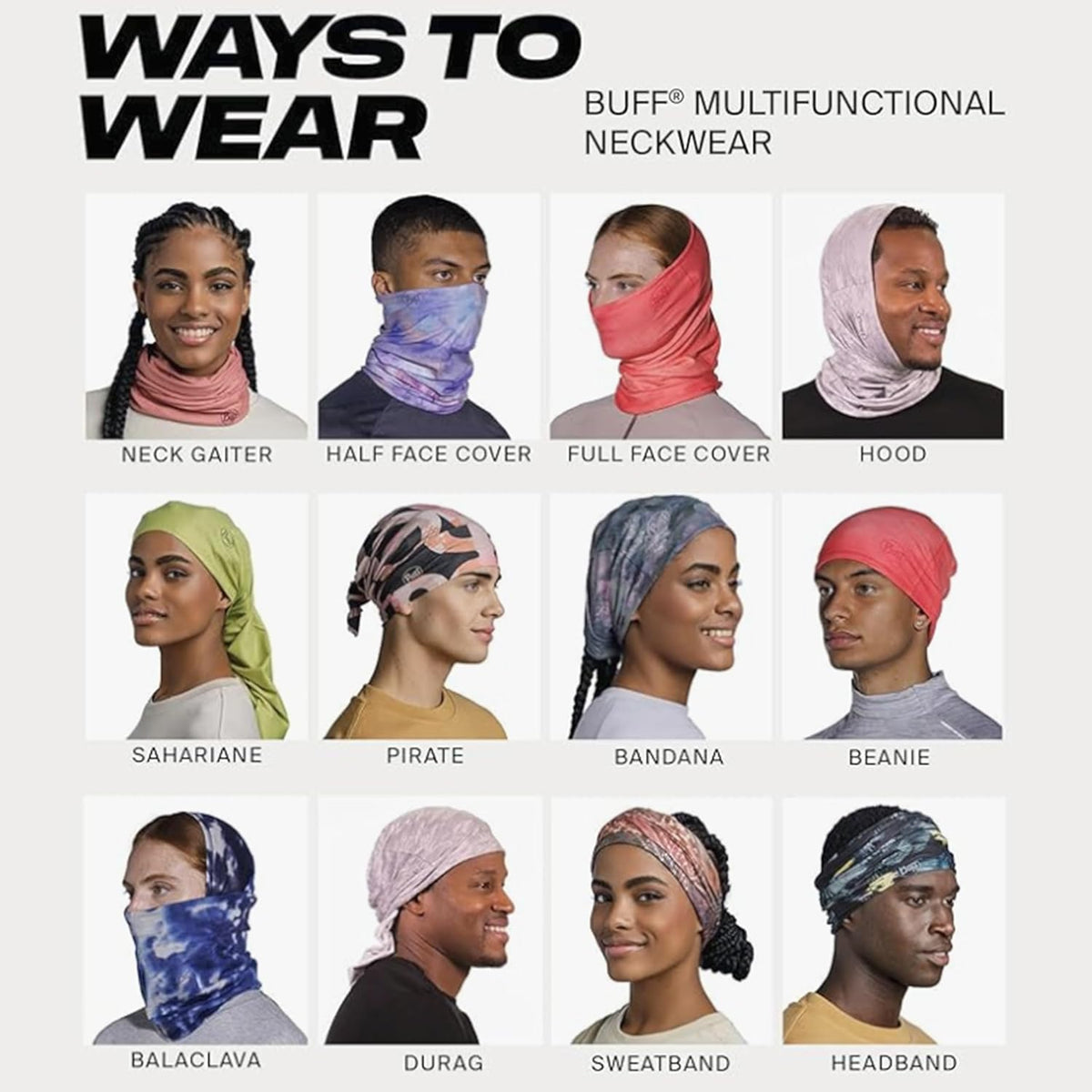 BUFF Original EcoStretch Neck Gaiter, UPF 50 Sun Protection, Breathable, Versatile, Quick Dry, Multi-Colored, Adult Size